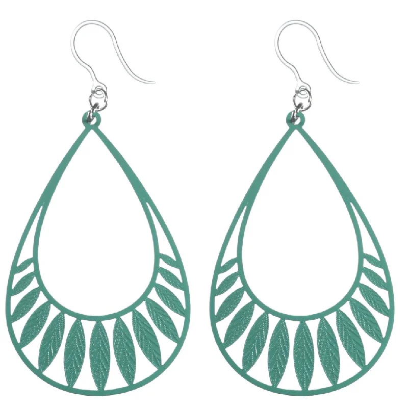 Feathered Water Drop Dangles Hypoallergenic Earrings for Sensitive Ears Made with Plastic Posts