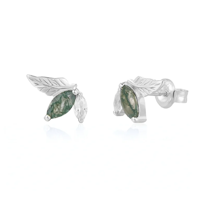 Verdant Moss Agate Studs