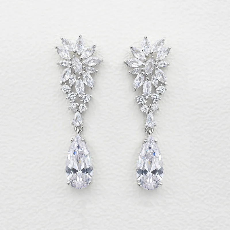 Stimulated Diamond Pear Drop Earrings