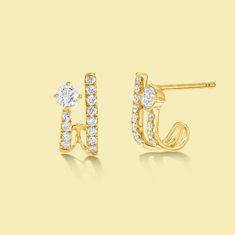 The Summer, Double Row Half-hoop Diamond Earrings