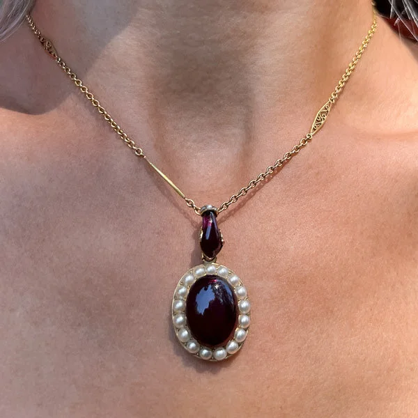 Victorian Garnet Snake Necklace