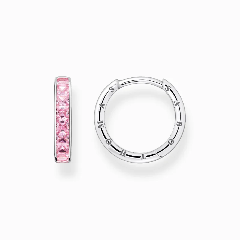 Thomas Sabo Hoop Earrings With Pink Stones Pavé Silver CR668-051-9