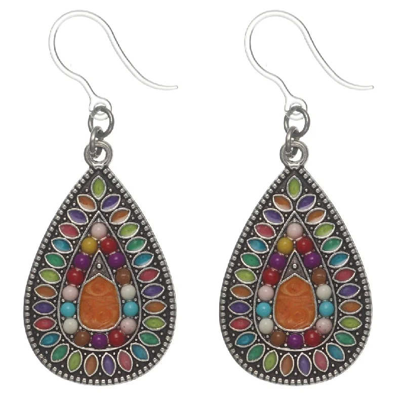 Colorful Aztec Stone Dangles Hypoallergenic Earrings for Sensitive Ears Made with Plastic Posts