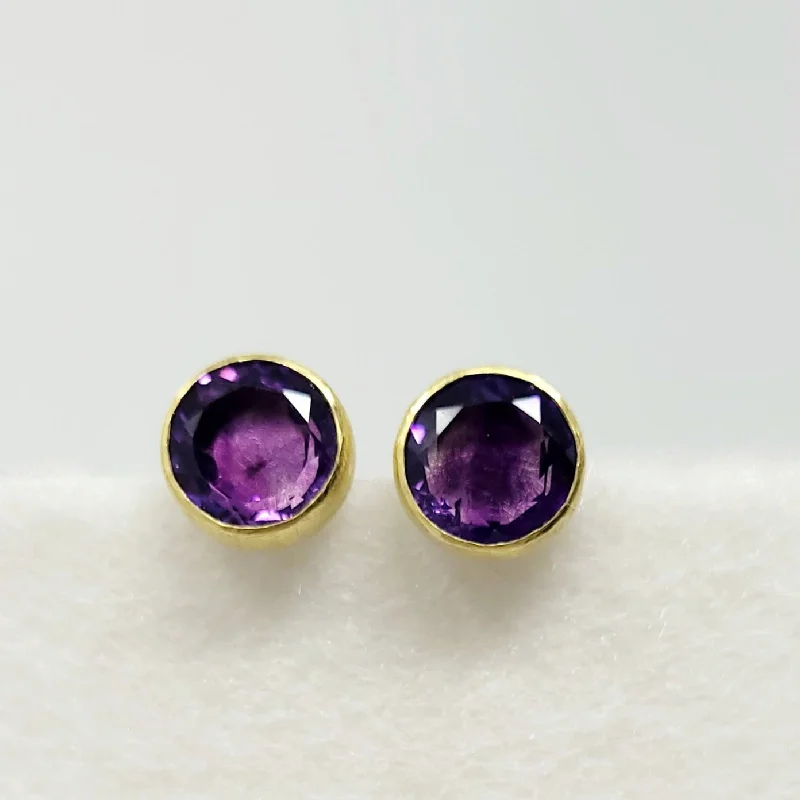 Amethyst Gold Stud Earrings