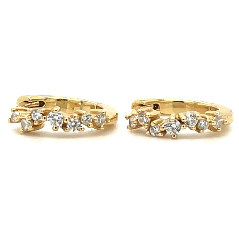 Golden Scattered Cz Hoop Earrings