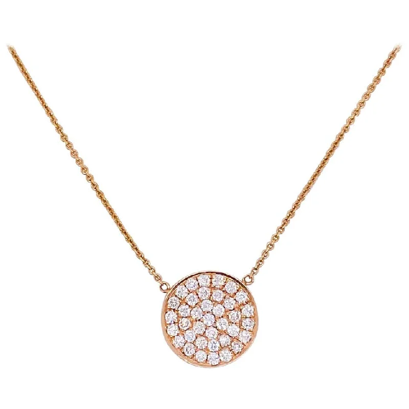 Rose Pave Diamond Disk Necklace