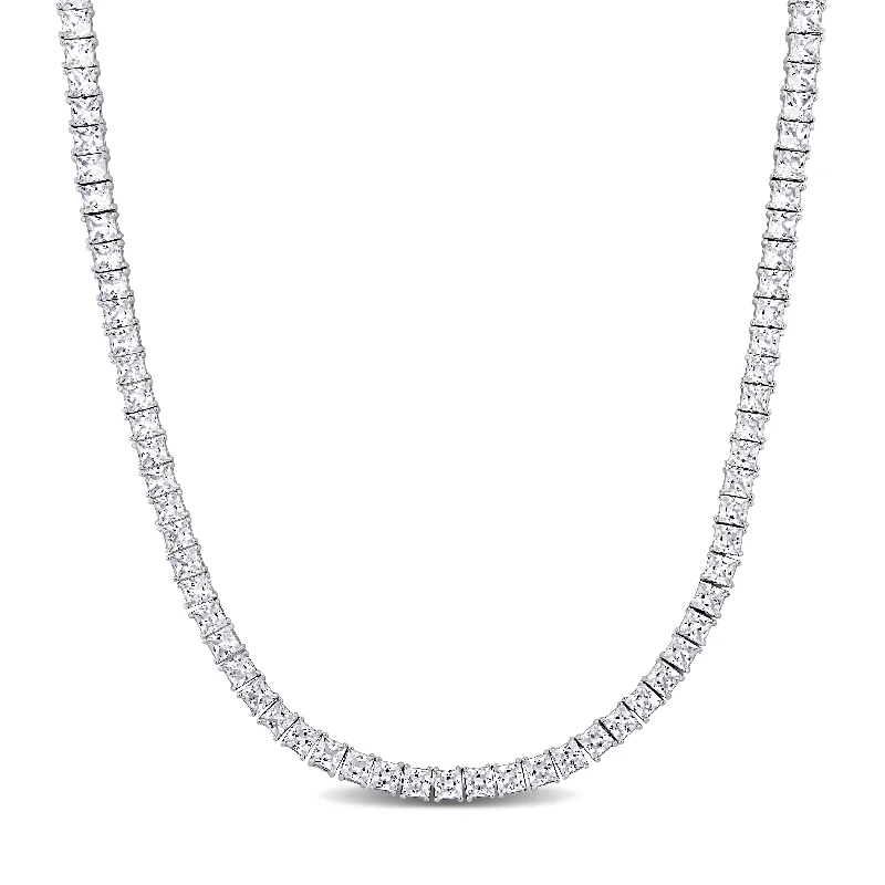 Mimi & Max Men's Square-Cut Created White Sapphire Necklace in Sterling Silver-20 in.