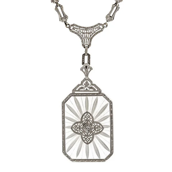 Art Deco Diamond & Rock Crystal Necklace