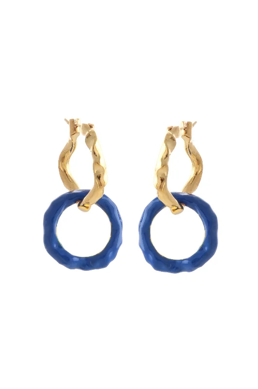 WAVE HOOP EARRINGS WITH ENAMEL LINK