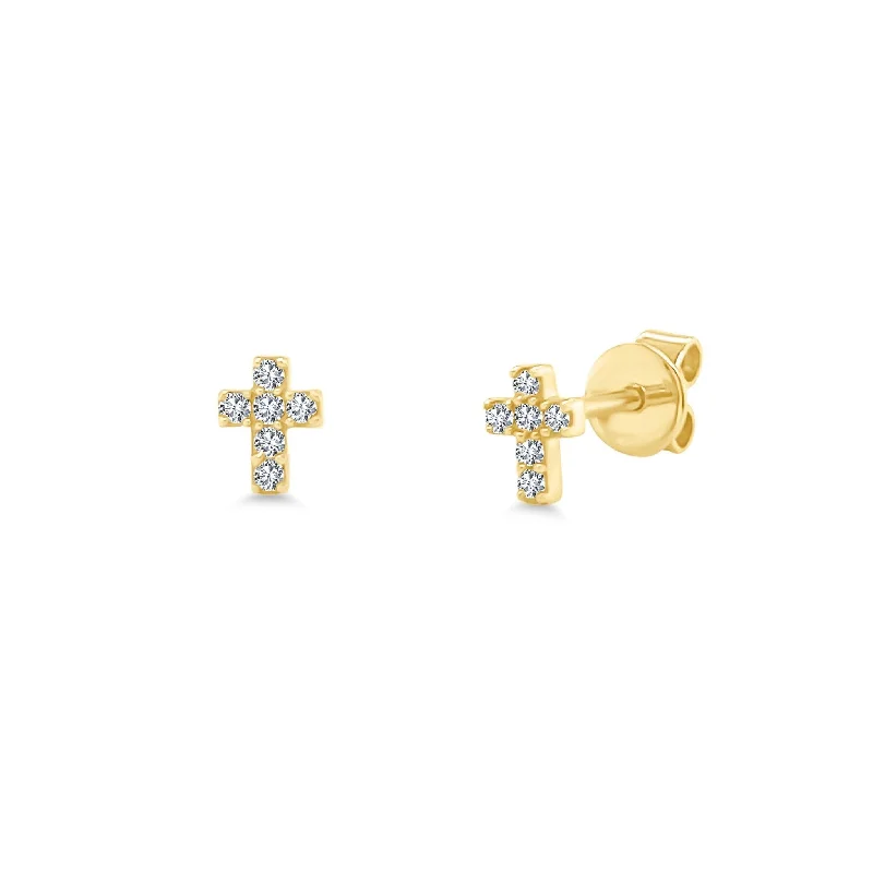 Mini Pave Cross Stud