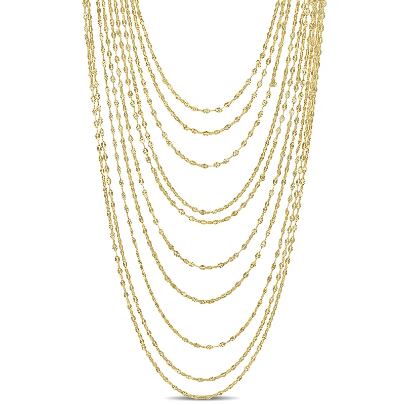 Mimi & Max Multi-Strand Chain Necklace in Yellow Plated Sterling Silver - 18 in