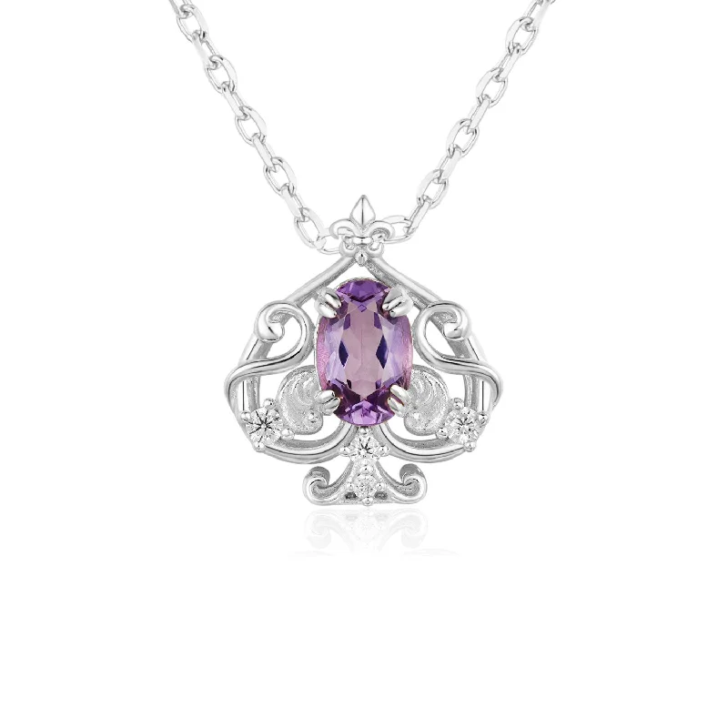 Leafy Spade Amethyst Necklace