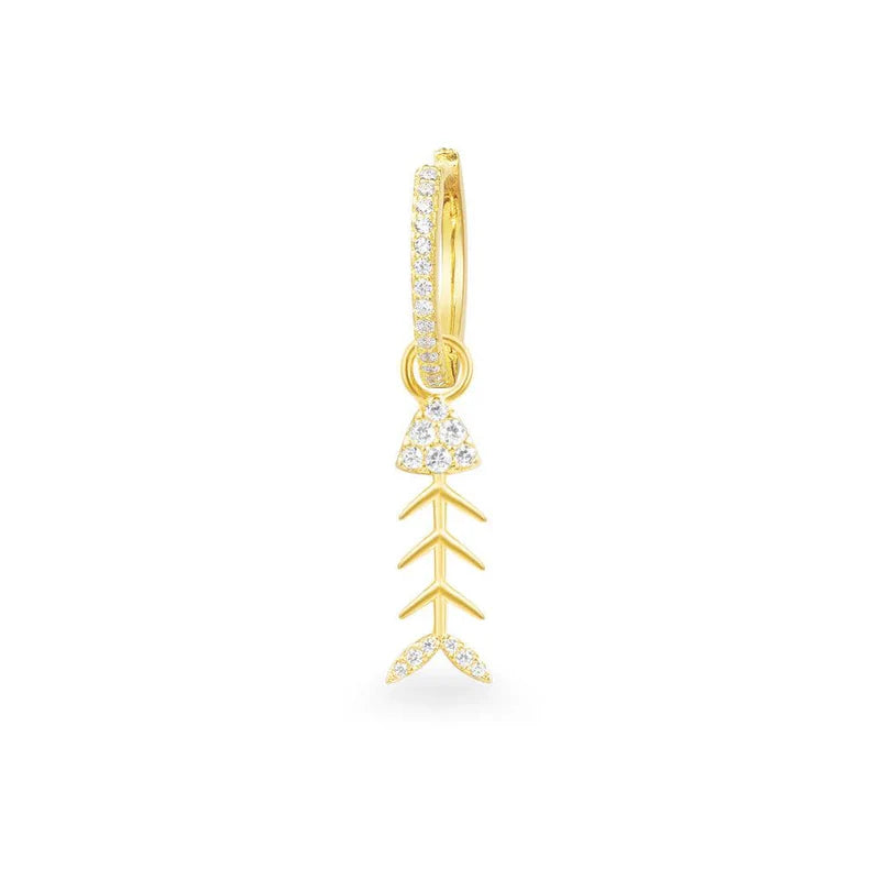 APM Single Fishbone Earring - Yellow Silver AE11618OXY