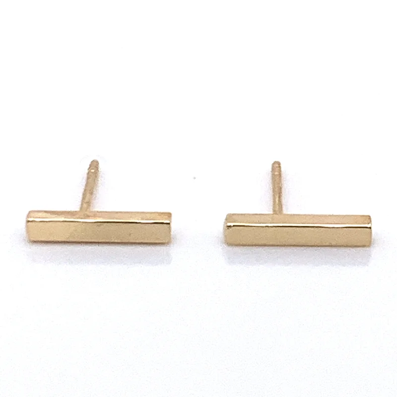 Slightly Longer Small solid Gold Bar Earrings