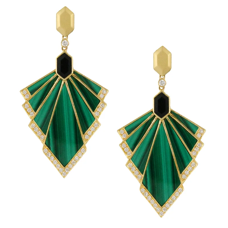 Malachite and Diamond Earrings