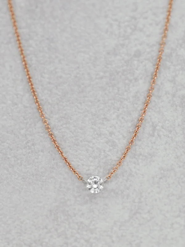 14K Floating Diamond Necklace .15 CT