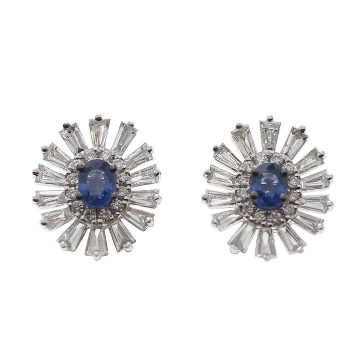 Sapphire and Diamond Stud Earrings