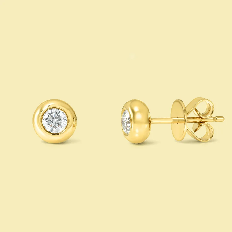 The Cloud, Bezel-Set Round Diamond Stud Earrings