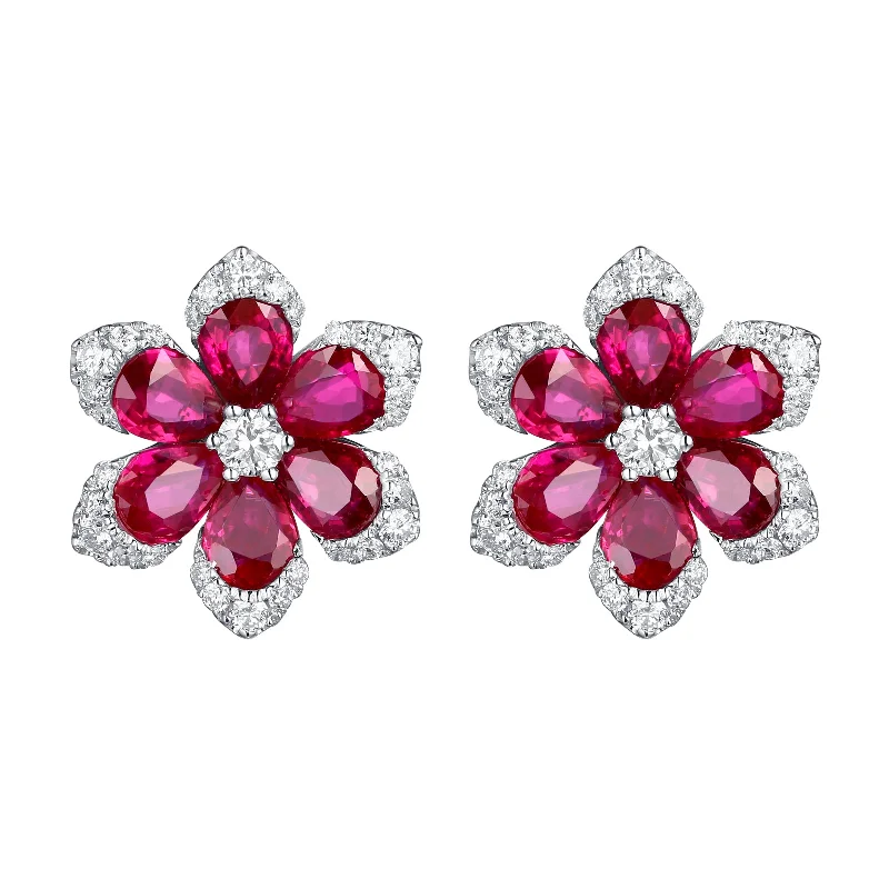 Ruby and Diamond Stud Earrings