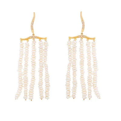 FEMININE WAVES STATEMENT PEARL EARRINGS