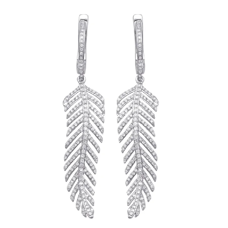 Diamond Leaf Drop Earrings