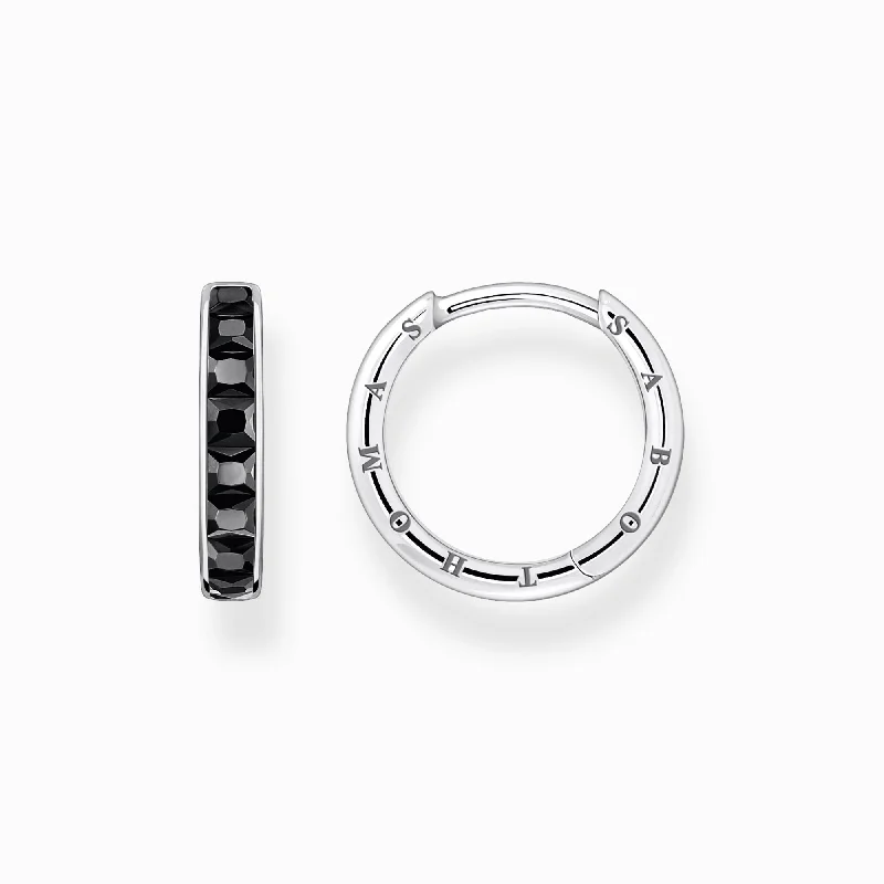 Thomas Sabo Hoop Earrings With Black Stones Pavé Silver CR668-643-11