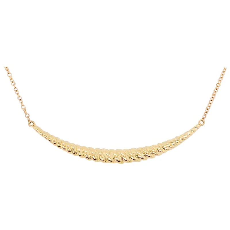 Twisted Curved Crescent Necklace in Yellow Gold