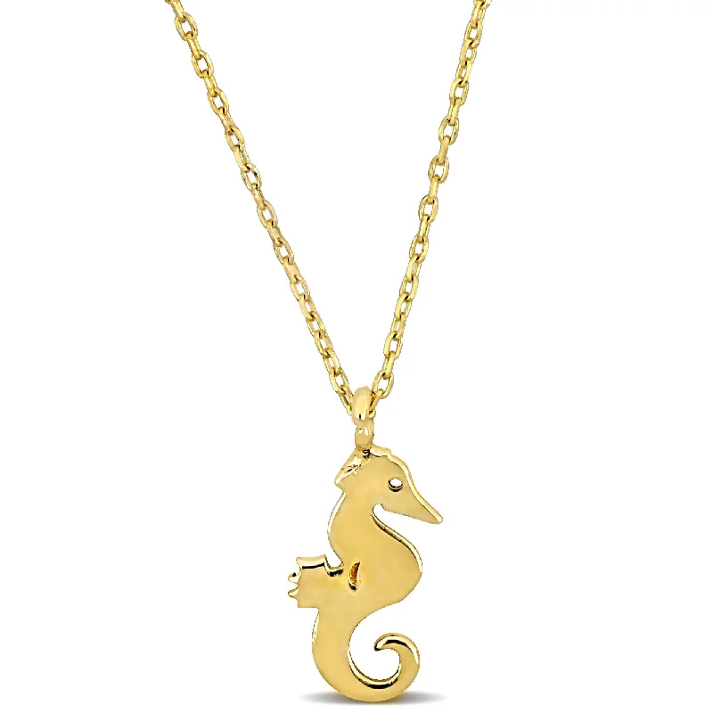 Mimi & Max Seahorse Pendant with Chain in 14k Yellow Gold - 17 in