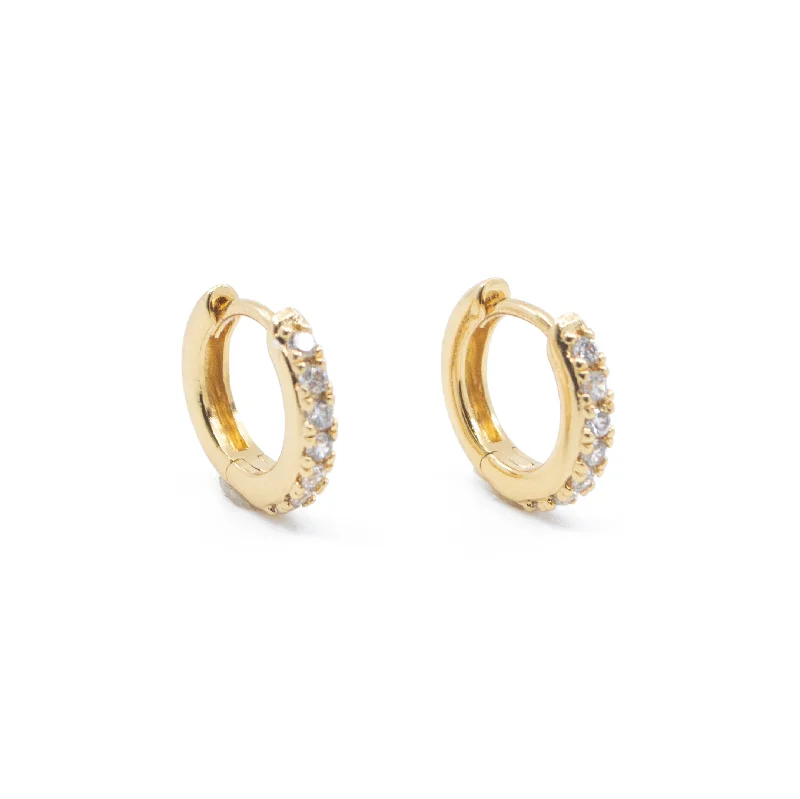 CZ Diamond Huggie Hoops Earrings in Gold