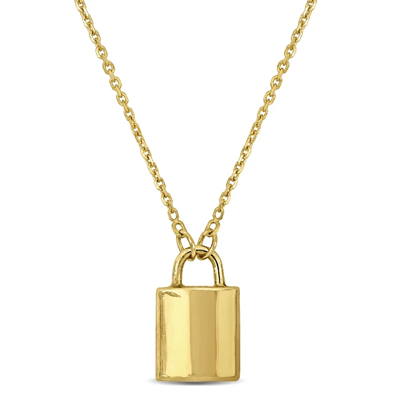 Mimi & Max Padlock Necklace with Chain in 14k Yellow Gold - 17 in