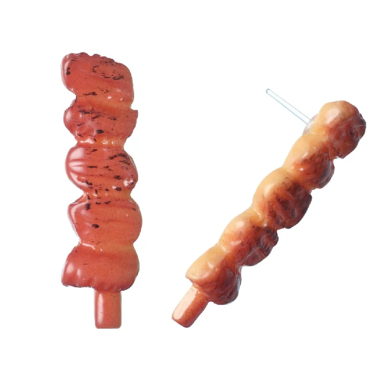 Exaggerated Meat on a Stick Studs Hypoallergenic Earrings for Sensitive Ears Made with Plastic Posts