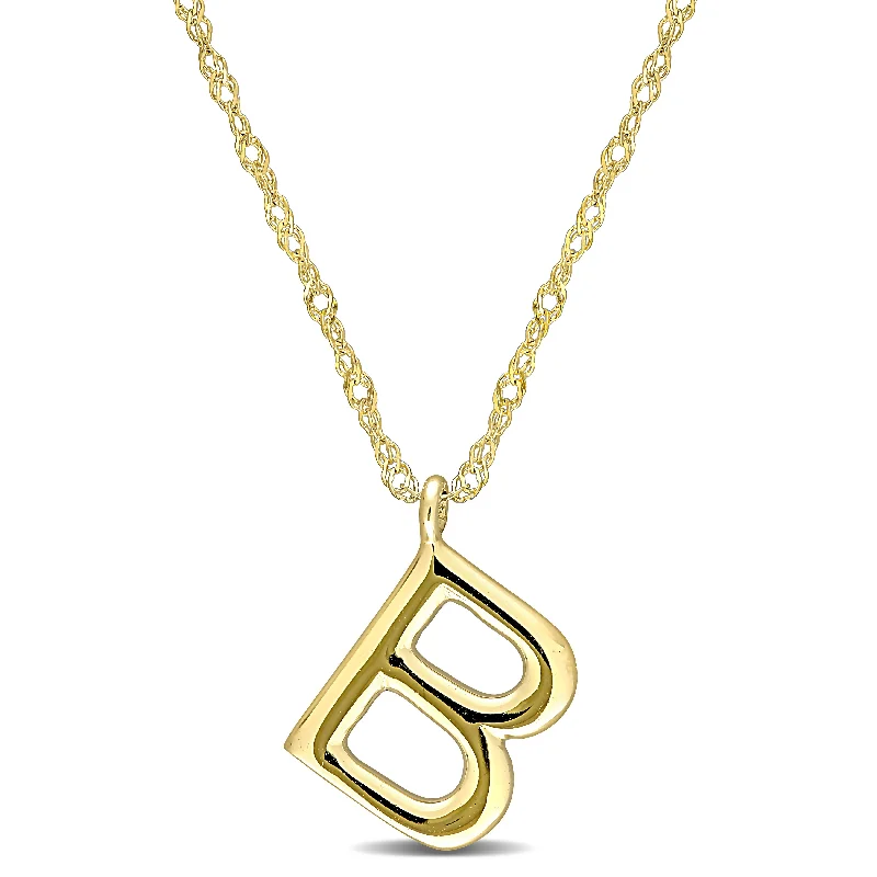 Mimi & Max Initial "B" Pendant w/ Chain in 14k Yellow Gold