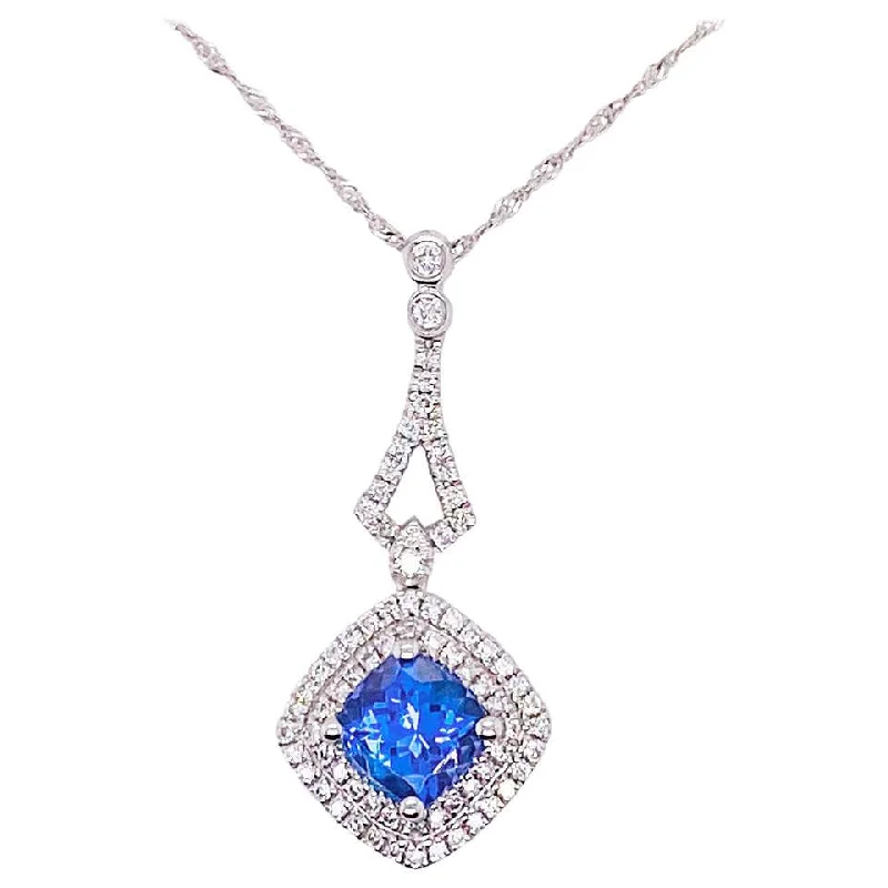 On-Point Tanzanite Double Diamond Halo Necklace