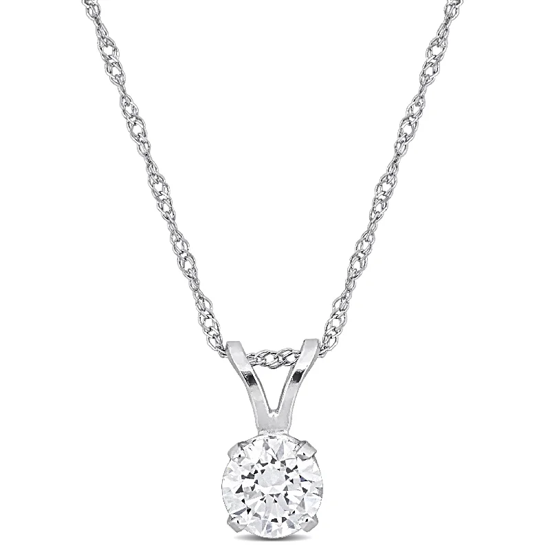 Created Forever 1/2ct TW Lab-Grown Diamond Solitaire Necklace 14k White Gold-17 in