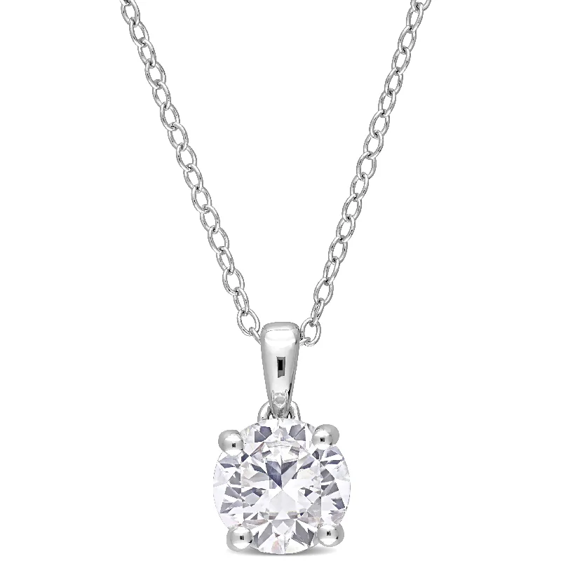 Mimi & Max 1 5/8ct TGW Created White Sapphire Solitaire Necklace in Sterling Silver