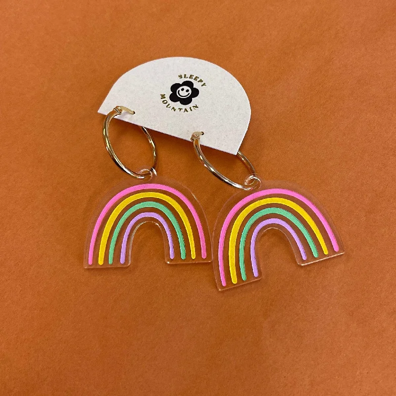 Pastel Rainbow Hoop Earrings