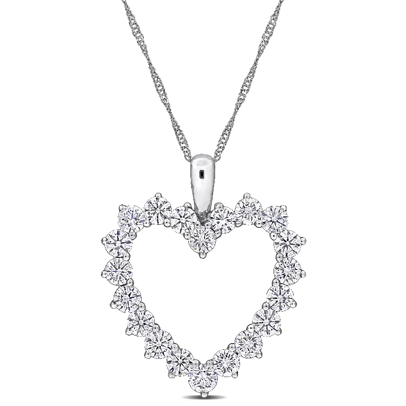 Created Forever 2ct TDW Lab-Grown Diamond Open Heart Necklace 14k White Gold-17in