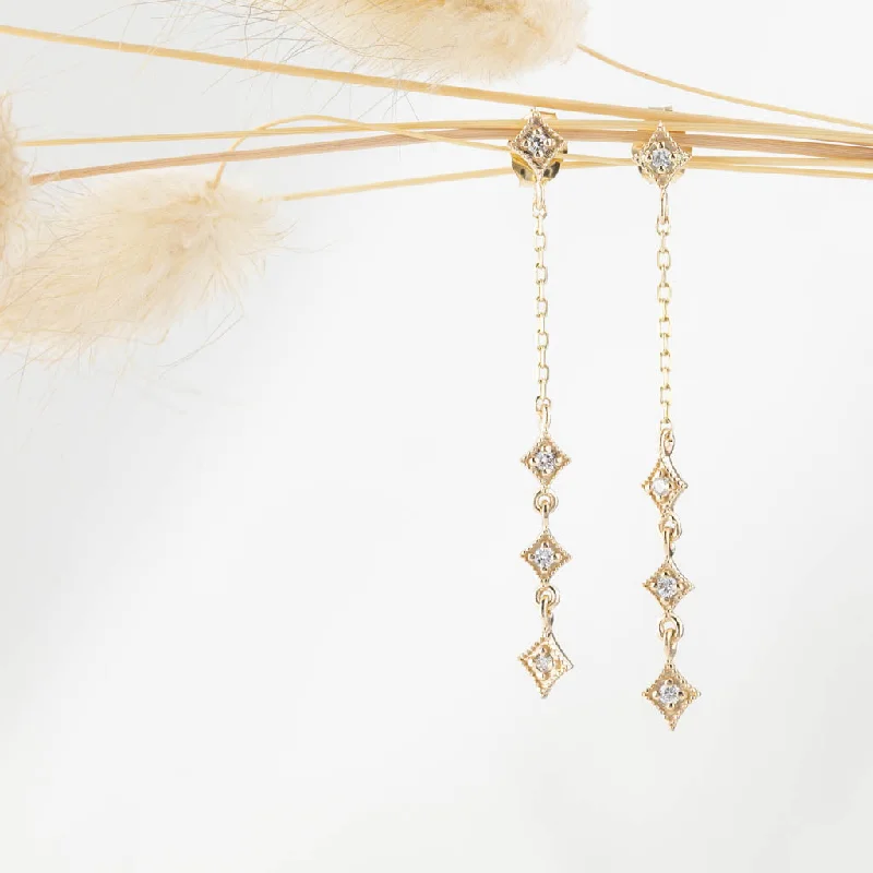 Star Diamond Chain Drop Earrings