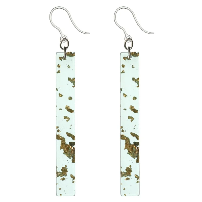 Metallic Fleck Celluloid Dangles Hypoallergenic Earrings for Sensitive Ears Made with Plastic Posts