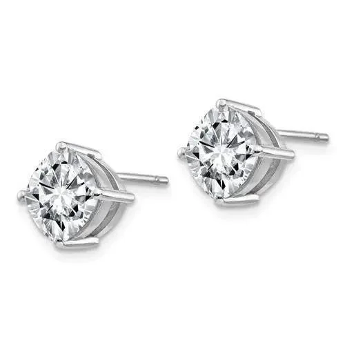 4.00 CTW Cushion Cut Stud Earrings 14kt Gold Moissanite 4-Prong Post Earrings