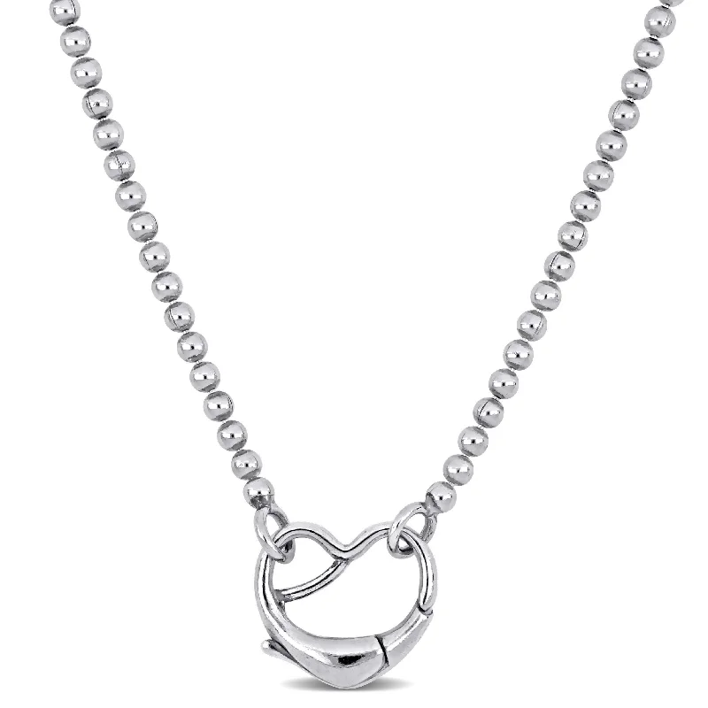 Mimi & Max Bead Necklace with Heart Clasp in Sterling Silver - 18 in