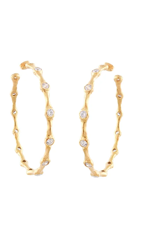 LARGE WAVE HOOP EARRINGS WITH STONES