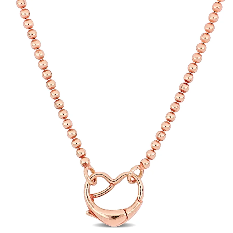 Mimi & Max Pink Ball link Necklace w/Heart Clasp in Rose Silver - 18 in.