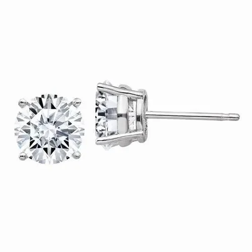 2.50 CTW Round Moissanite Stud Earrings, DEF Color