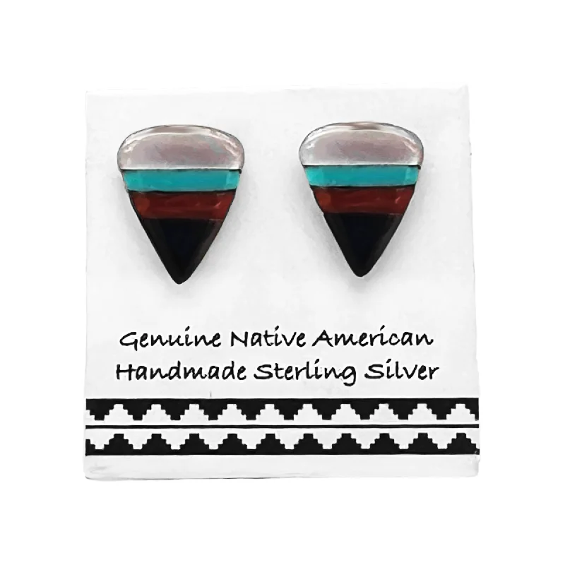 Genuine Shell and Stone Earrings, 925 Sterling Silver, Native American USA Handmade, Nickel Free