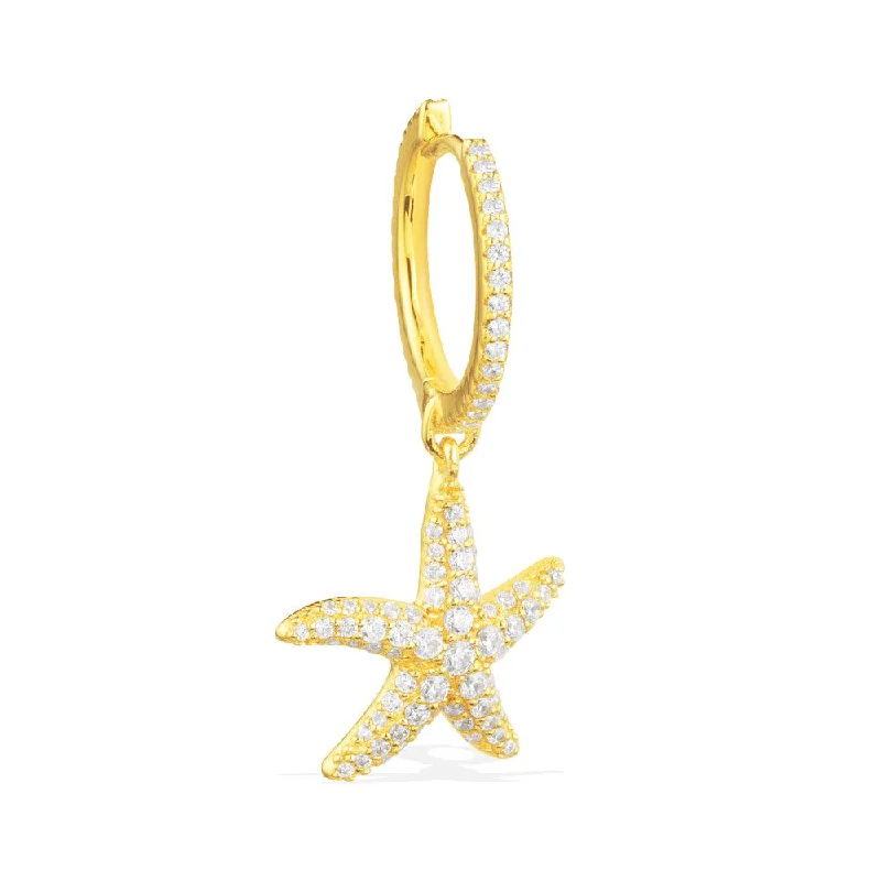 APM Mono Yellow Silver Seastar Dropping Earring AE10068OXY