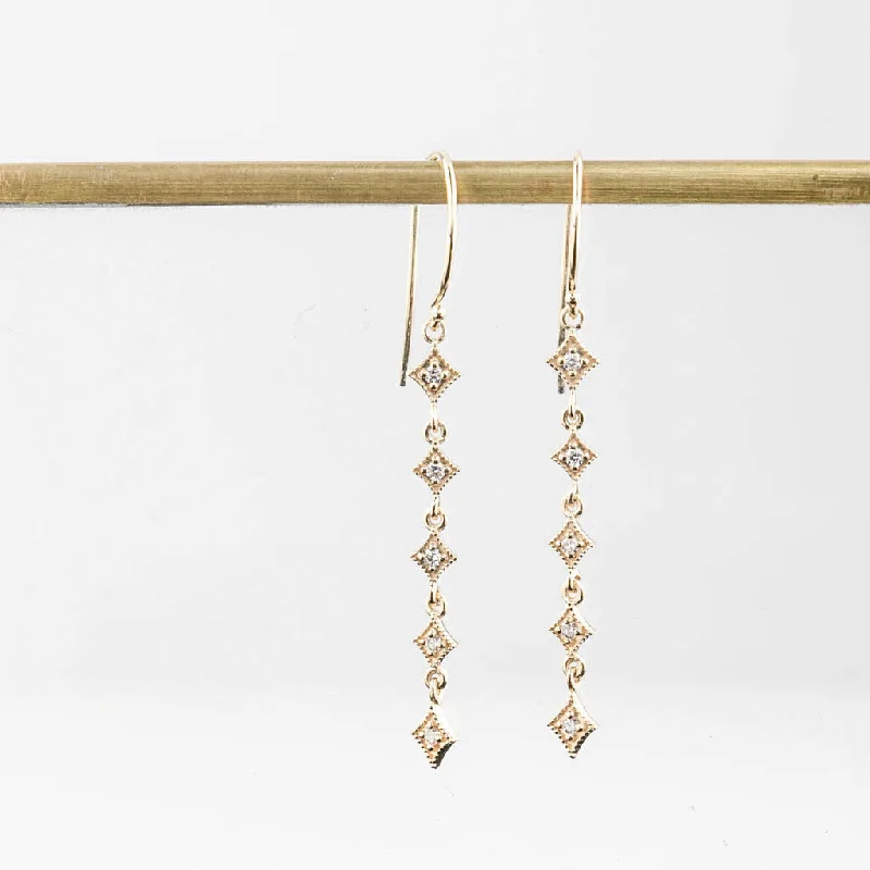 Star Multi Diamond Drop Earrings