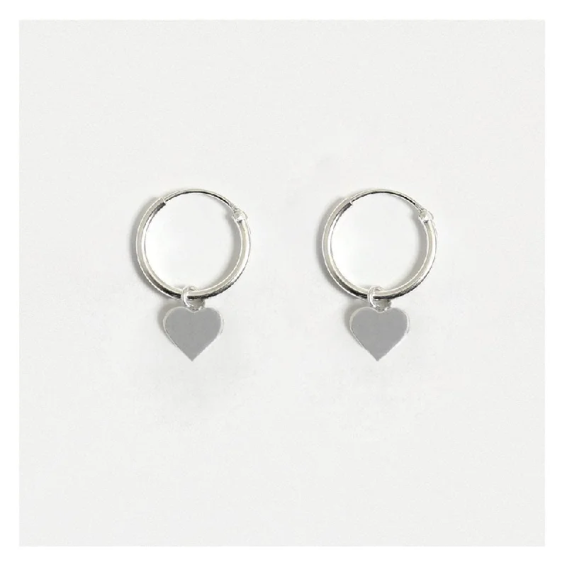 Heart Huggie Hoop Silver Earrings