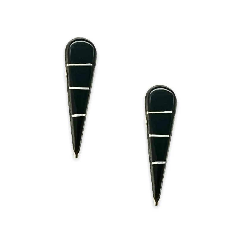 Genuine Onyx Earrings, 925 Sterling Silver, Native American USA Handmade, Southwest Jewelry with Natural Black Stone