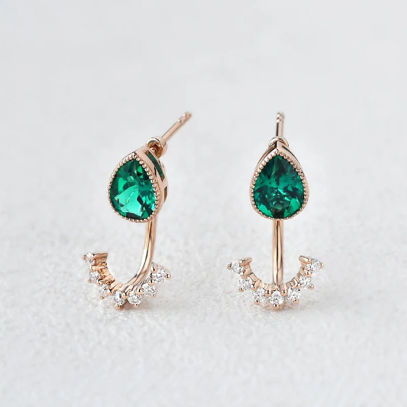 Felicegals Emerald Vintage Earrings Set 2pcs